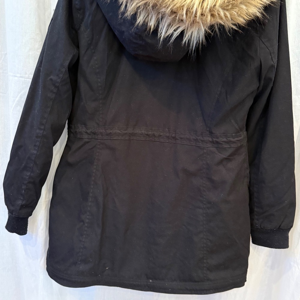 Hollister Heritage Women's Black Y2K Style Fur Lined Hooded Parka Jacket Size M - Picture 6 of 9